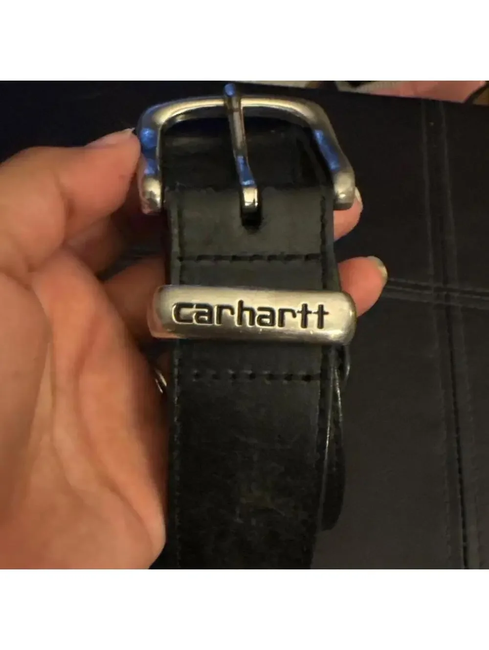 Fire Carhartt black leather belt with silver buckle